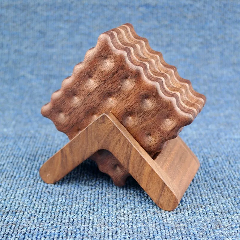 

Chinese Biscuit Style Coaster High Temperature Resistance Thick Coaster Household Wooden Desktop Cup Coasters Tableware MatZG484