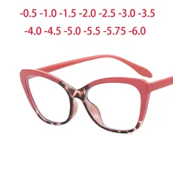 Fashionable TR90 Eyeglasses Frames with European and American Colorful Cat Eye Design Degree -0.5 -1.0 -2.0 -3.0 -4.0 to -6.0