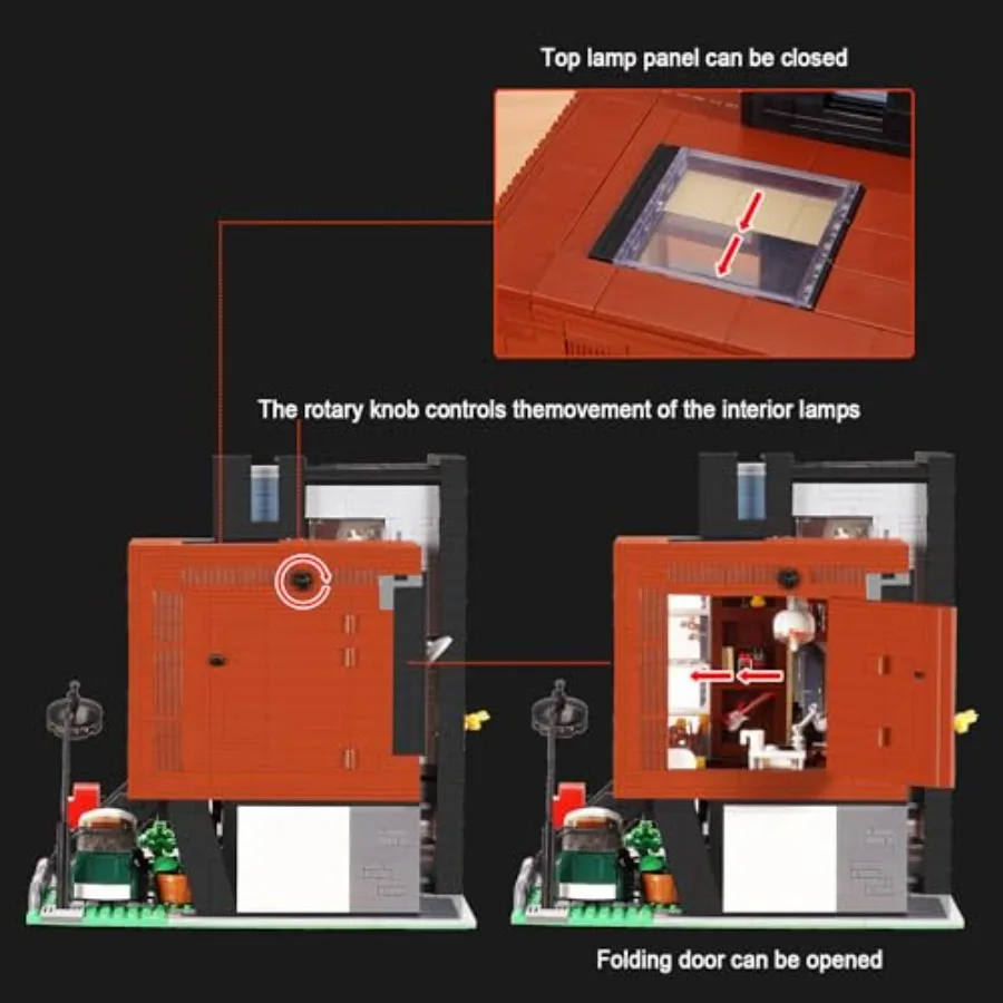 Moderne villahuisbouwpakket, 3300 stuks modulaire huisbouwstenen voor volwassenen, straatbeeld stadsgebouwen modelbouw