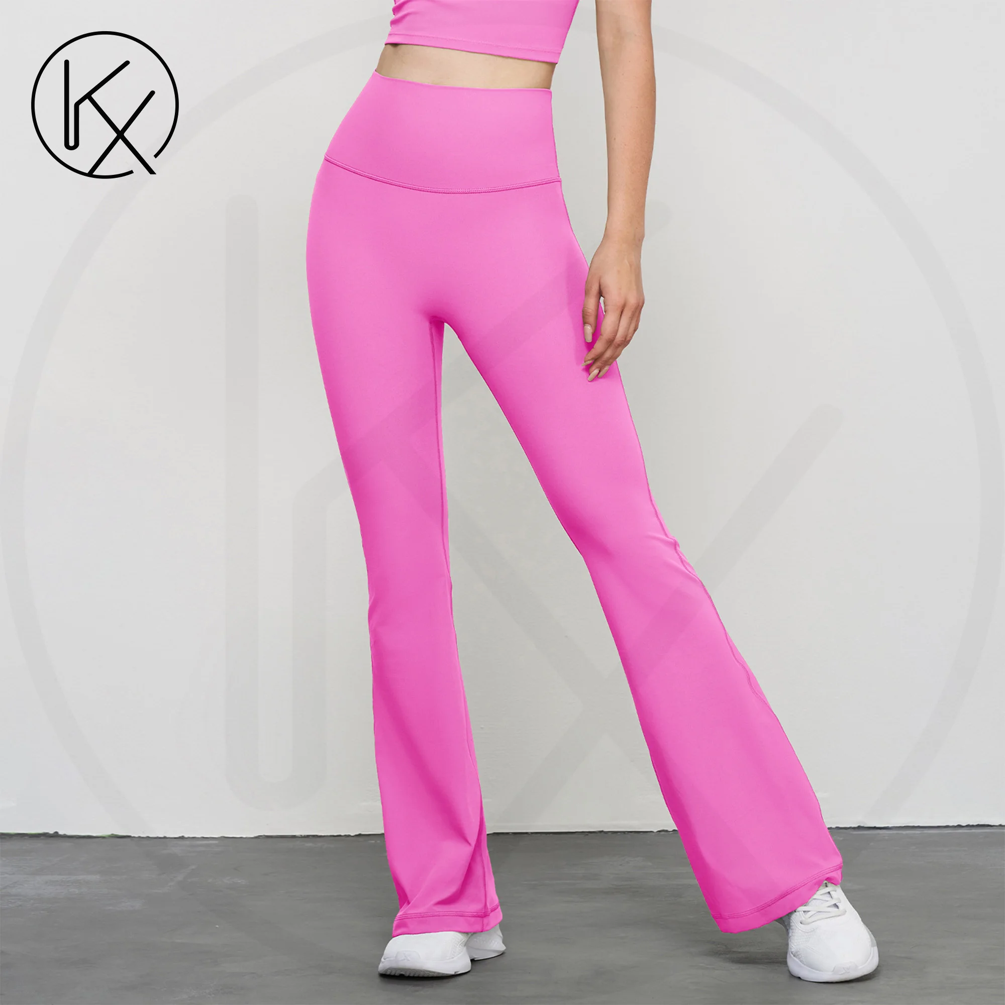 

kaixiggmm Yoga pants for women, nylon dopamine color wide leg pants, fitness pants, nude fit, mid waist pants