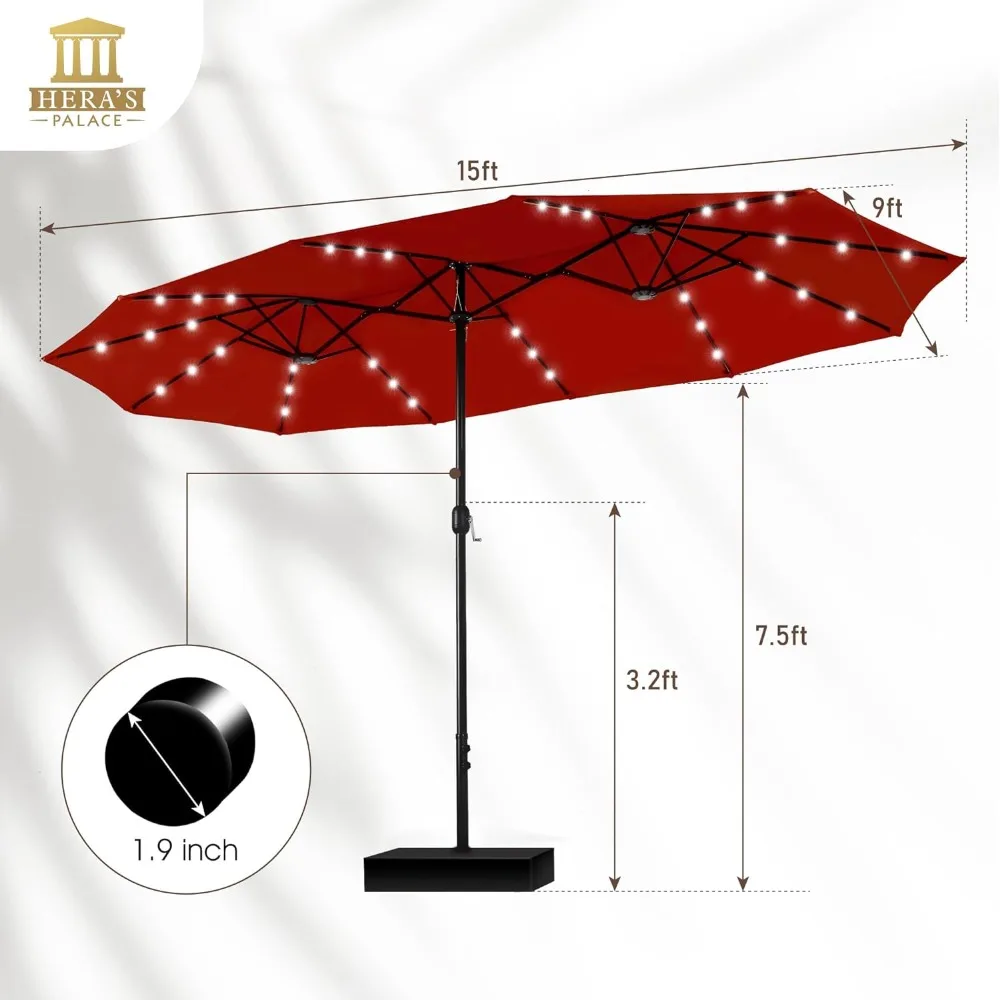 Patio Umbrella with Base, Large Outdoor Umbrella with Crank Handle, Umbrella Outdoor Patio for Residential, Commercial Locations