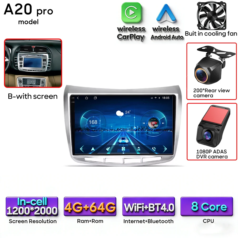 Android 15 autoradio multimediaspeler draadloze Carplay stereo voor Lancia Delta 2009 - 2019 navigatie GPS 2din DSP Wifi