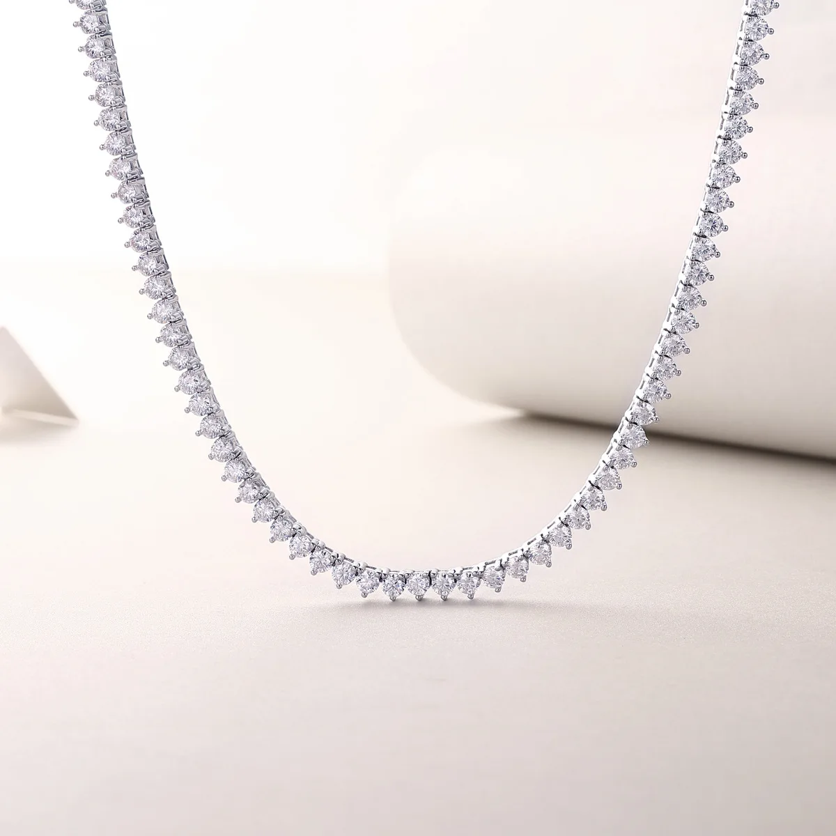 Hiphop 3mm 3 Prong Real Moissanite Tennis Chain Necklace 925 Sterling Silver Women Men Jewelry Pass Diamond Tester Wholesale