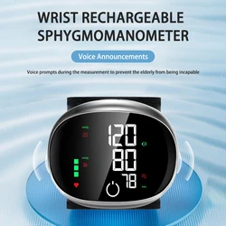 Chargeable Smart Touch LCD Screen Voice Wrist Blood Pressure Monitor Digital Automatic BP Tonometer Heart Rate Sphygmomanometer