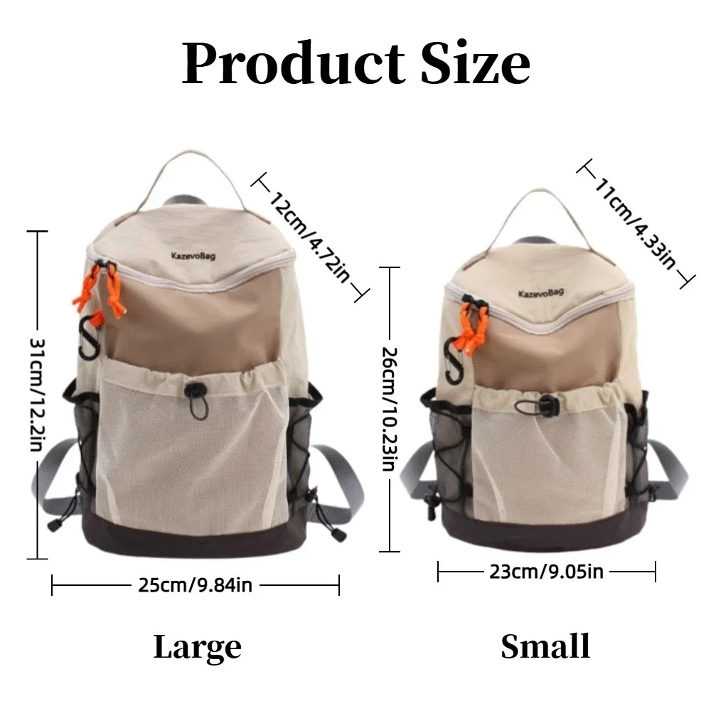 Multiple Pockets Travel School Bag Nylon with Drawstring Outdoor Backpack Large Capacity Lightweight Hiking Backpack