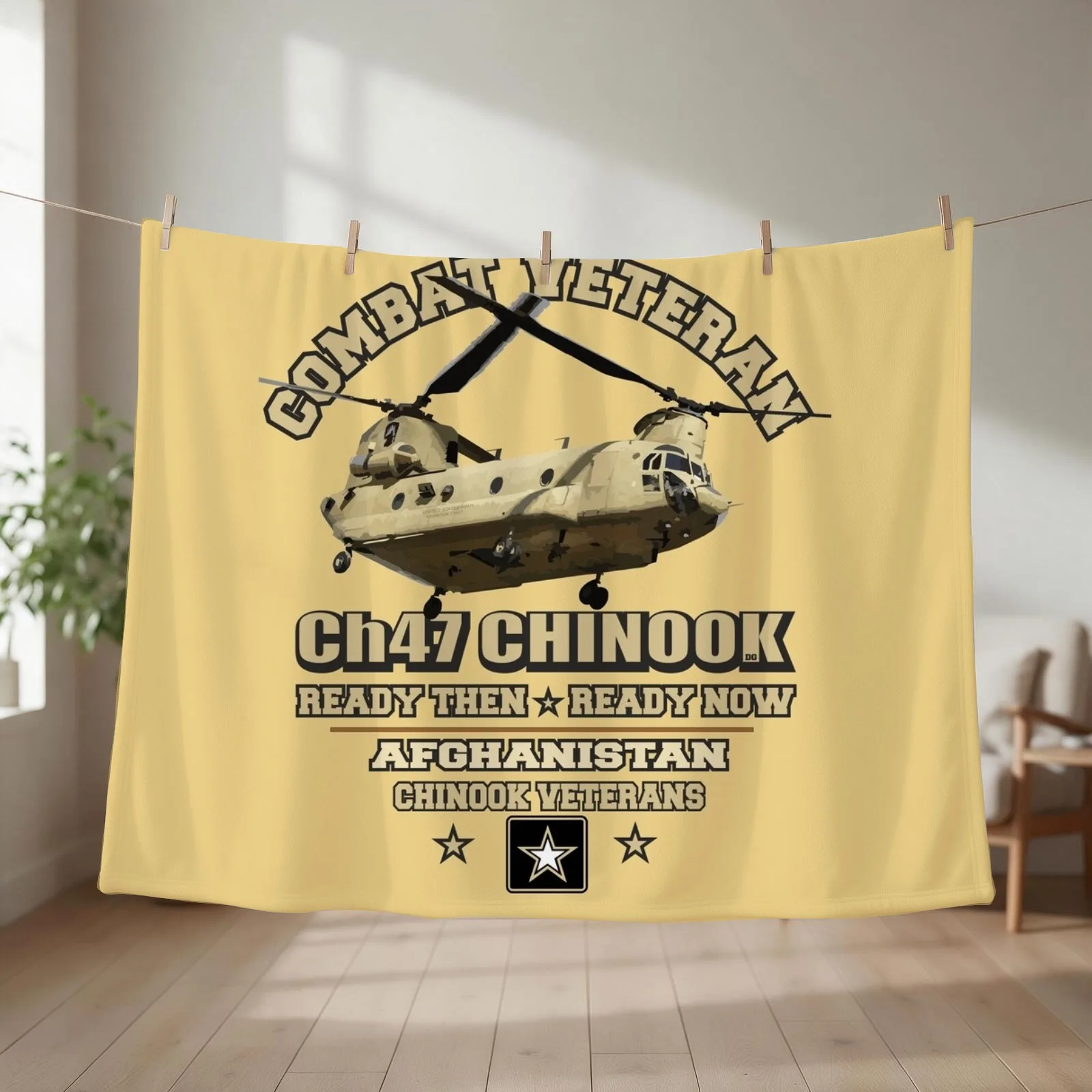 CH47 CHINOOK VETERANS - Combat Veteran Throw Blanket couch cozy soft plush fuzzy picnic outdoor blanket