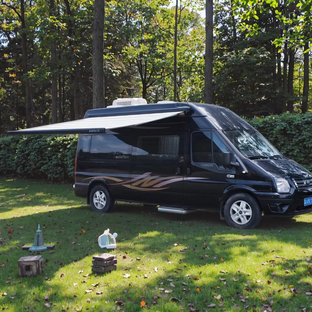 

Electric RV Side Awning With LED Lights Complete PVC Fabric Canopy For Camper Motorhome Caravan