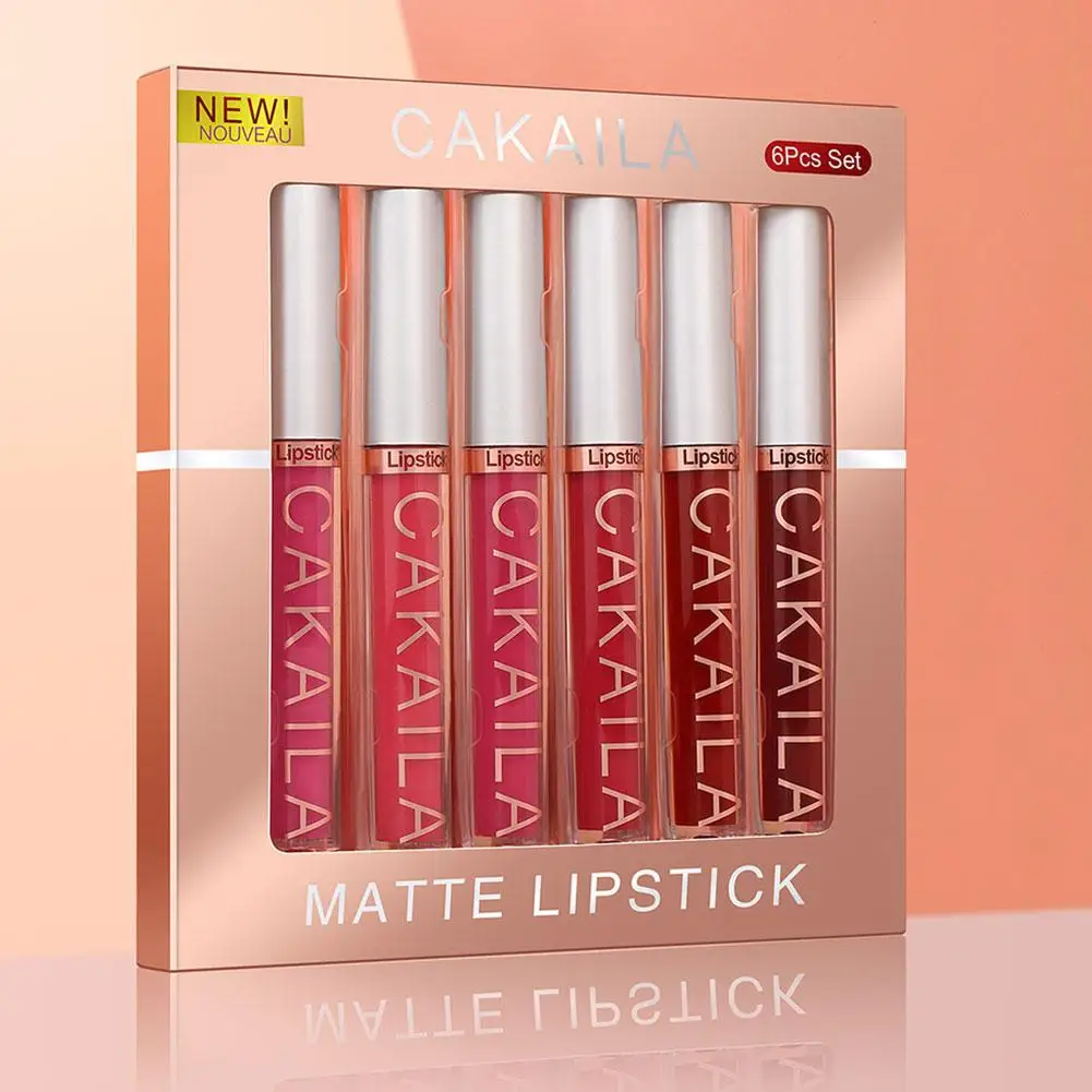 6 Stuks Make-Up Lippenstift Set Vloeibare Fluwelen Matte Gloss Lippenstift Lippen Nude Rode Vrouwen Blijvende Vochtinbrengende Crème Lange Lip Waterdichte Seks F2y1