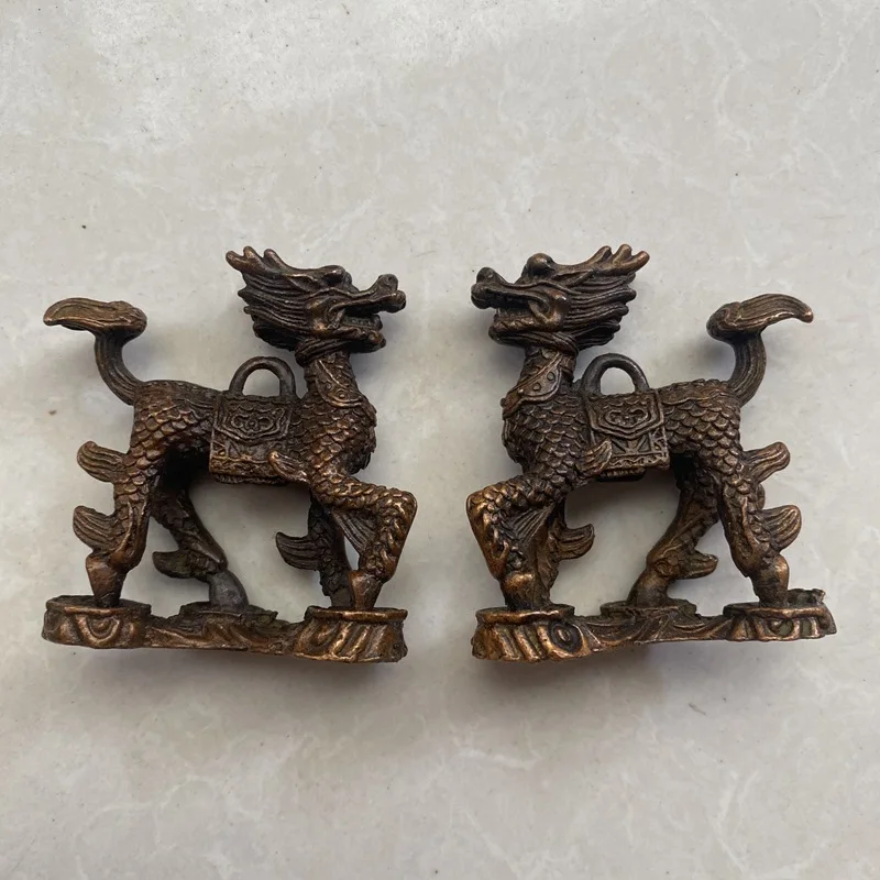 

Antique KIRIN a Pair of Desktop Ornaments Paper Weight Home Office Decorations Crafts Ornaments