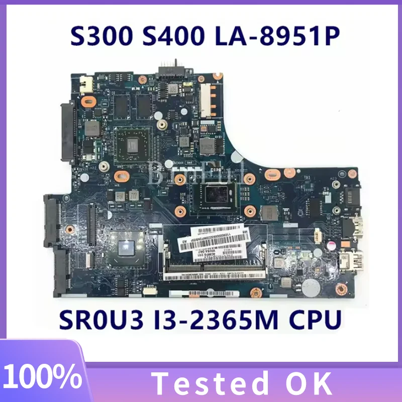 Placa-mãe VIUS3/VIUS4 LA-8951P para laptop Lenovo S300 S400 com CPU SR0U3 I3-2365M 100% totalmente testada e funcionando bem