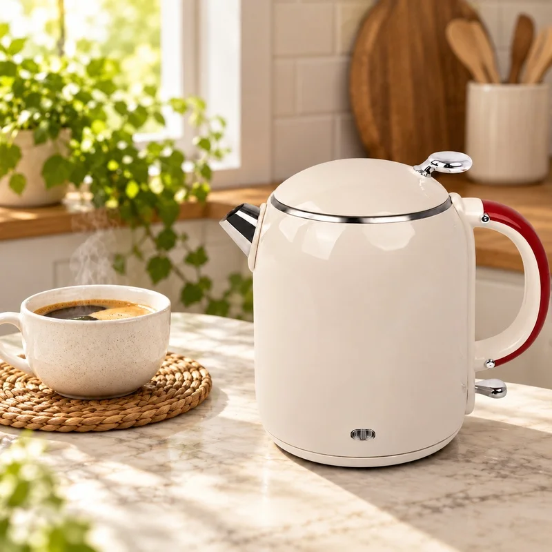 Rapid Boil 1.0L Electric Kettle with 304 Stainless Steel Interior, Anti-Scald Safety, Ideal for Brewing Tea and Coffee at Home