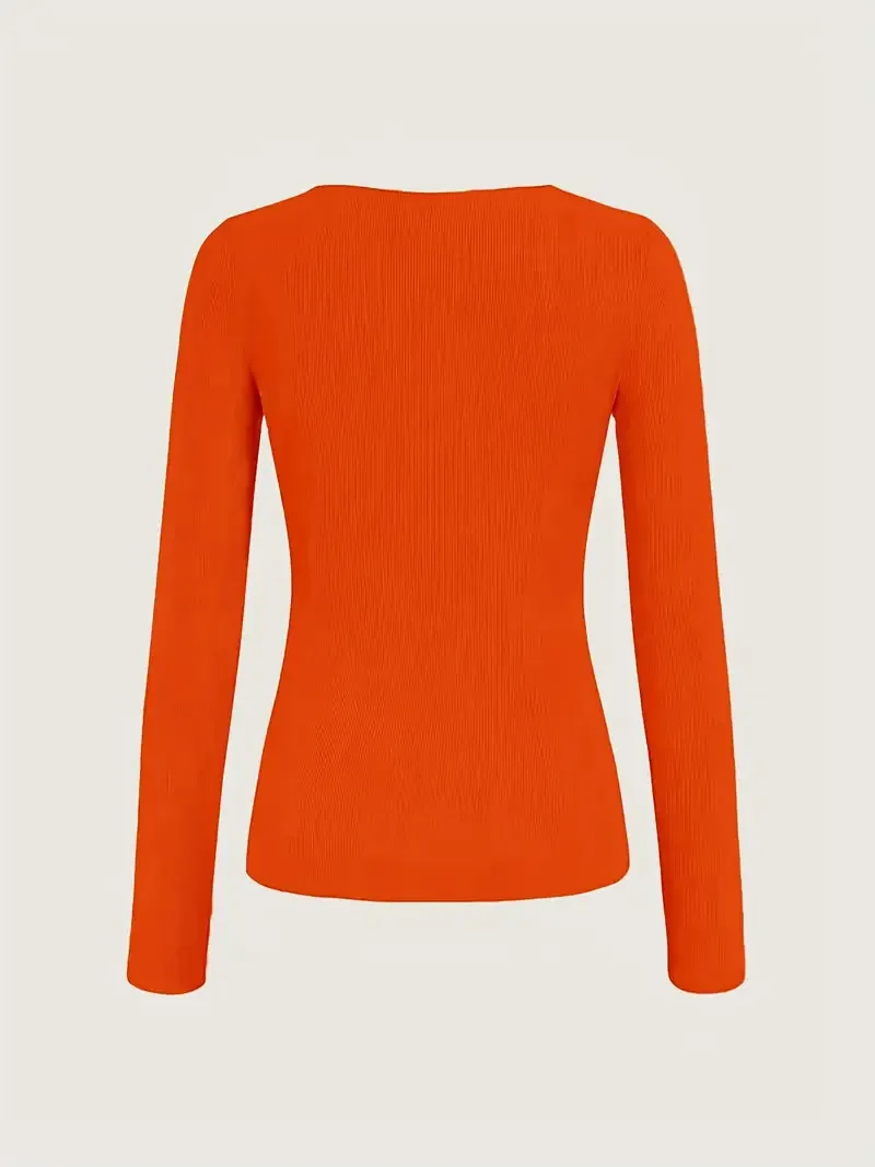Damen-Oberteile, V-Ausschnitt, lange Ärmel, Goldkette, figurbetont, Stretch-Bluse für Frauen, sexy Freizeitkleidung, Y2K-Mode, enge Passform – Detail 28