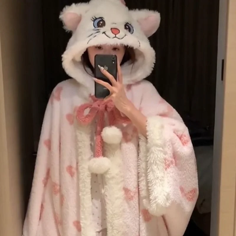 New kawaii Mary Cat Sleeping Robe Anime Cloak Thickened High Beauty Home Clothes Trendy Photography Fashion Girl Creative Gift