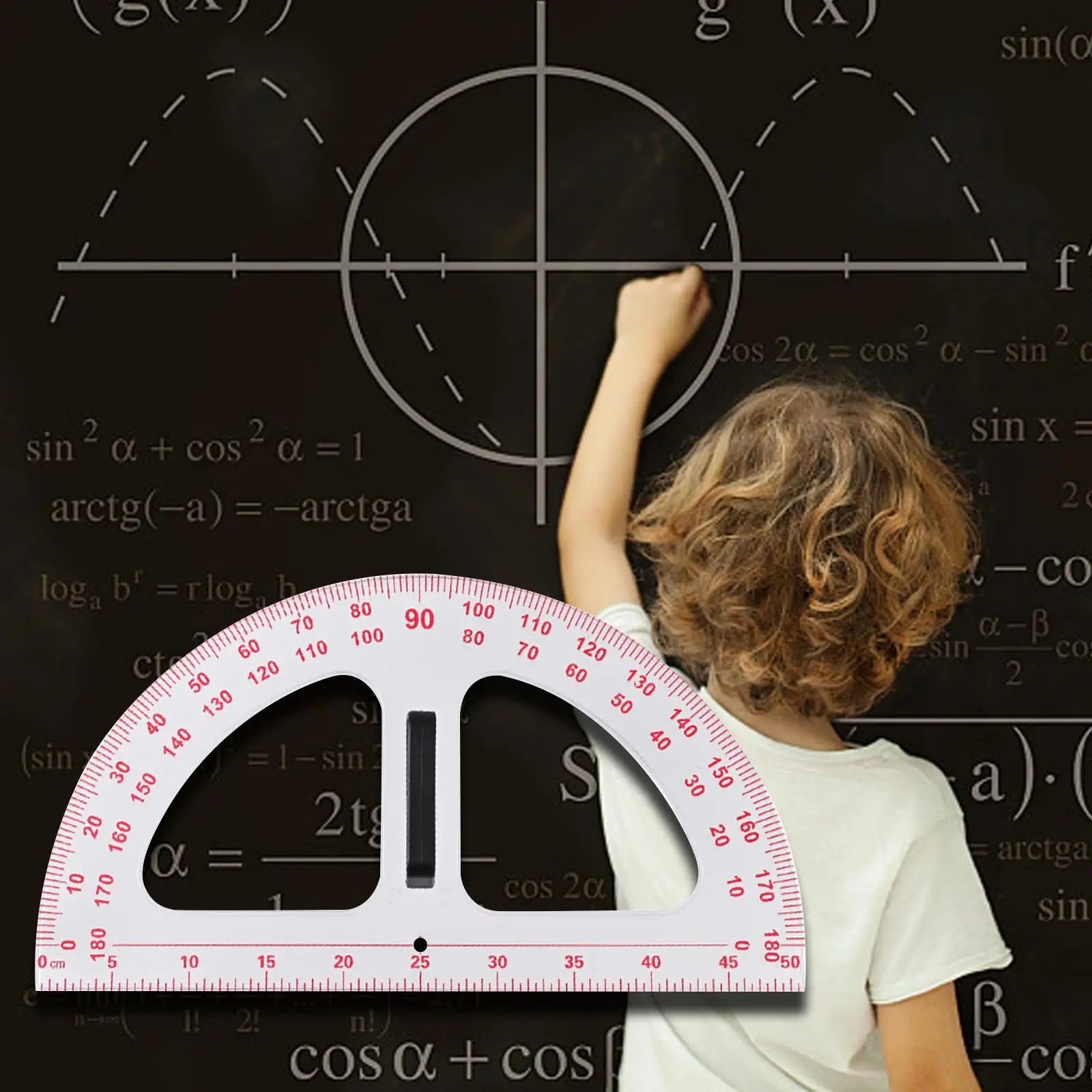 

Math Protractor with Detachable Handle 180 Degrees Semi Circular Protractor