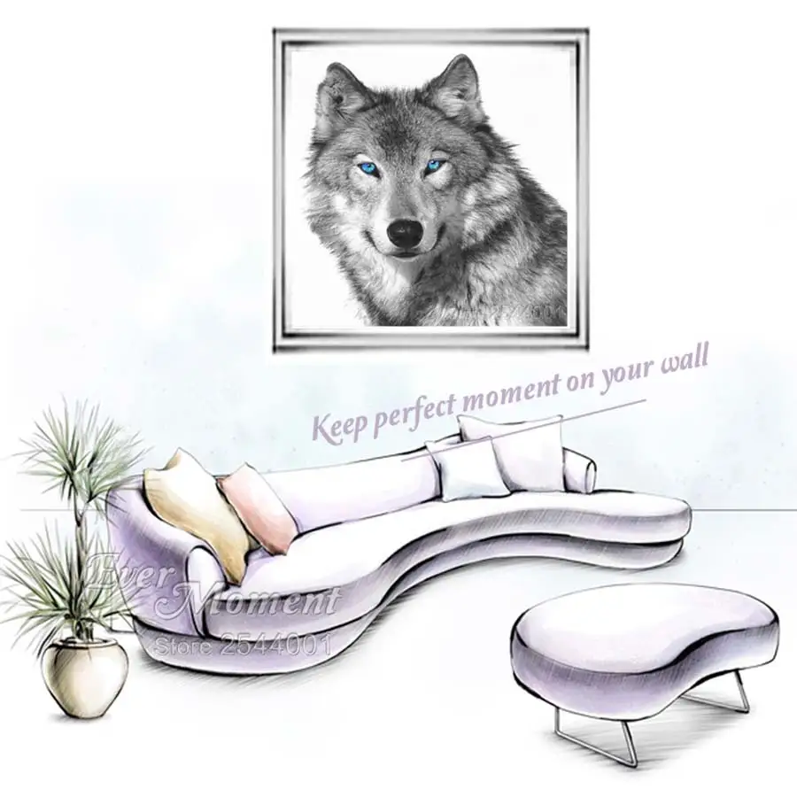 Wolf Diamond Painting Cross Stitch 5D DIY Ever Moment Embroidery Diamond Animal Mosaic Kit Living Room Home Decor Picture ASF655