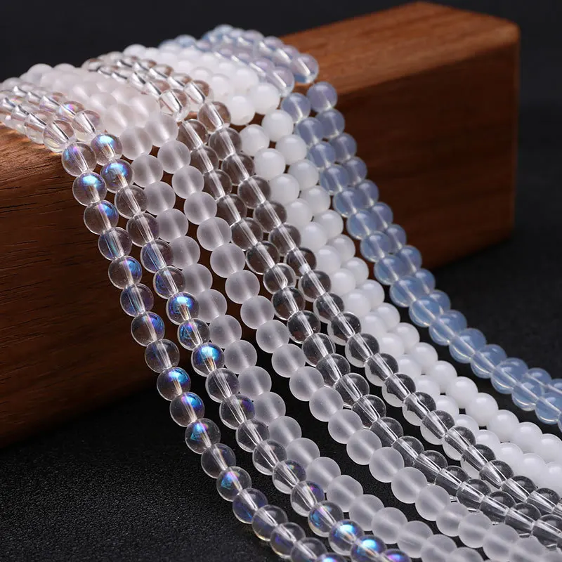 

Бусины из гладкого австрийского хрусталя с лунным камнем, 4/6/8 мм