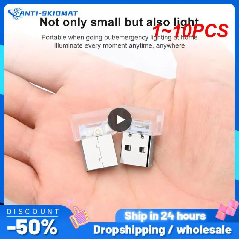 1~10PCS LED Light Mini Night Light Power Bank Charging USB Plug Lamp Small Book Lamp LED Eye Protection Reading Light Car Lights