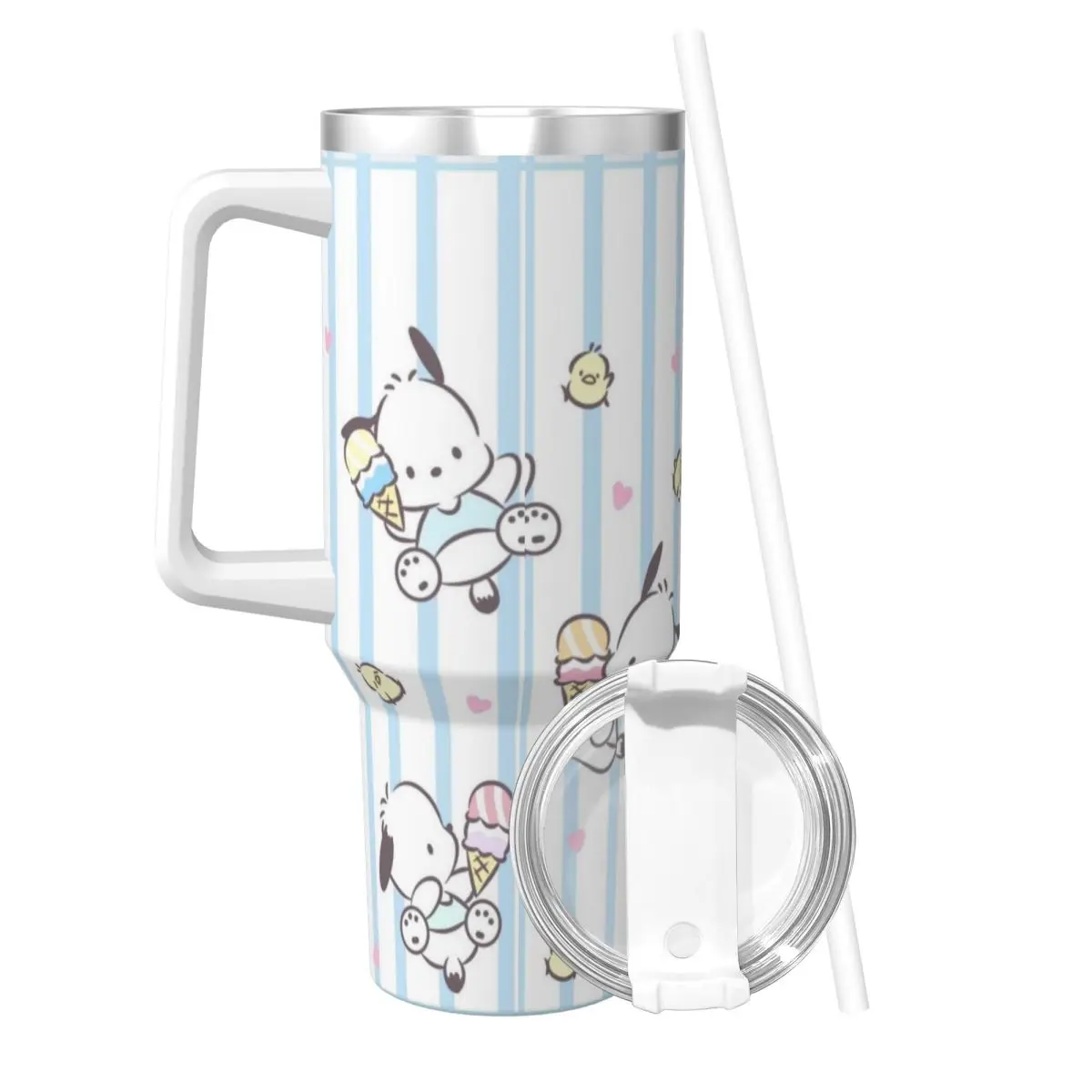 Pochacco 40 oz Tumbler with Handle and Straw Lid Stainless Steel Insulated Tumblers Travel