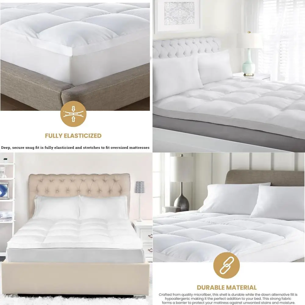 

2-Inch Plush Down-Alternative Mattress Topper, Cooling & Soft, Hotel-Quality, All-Season, Twin XL, White