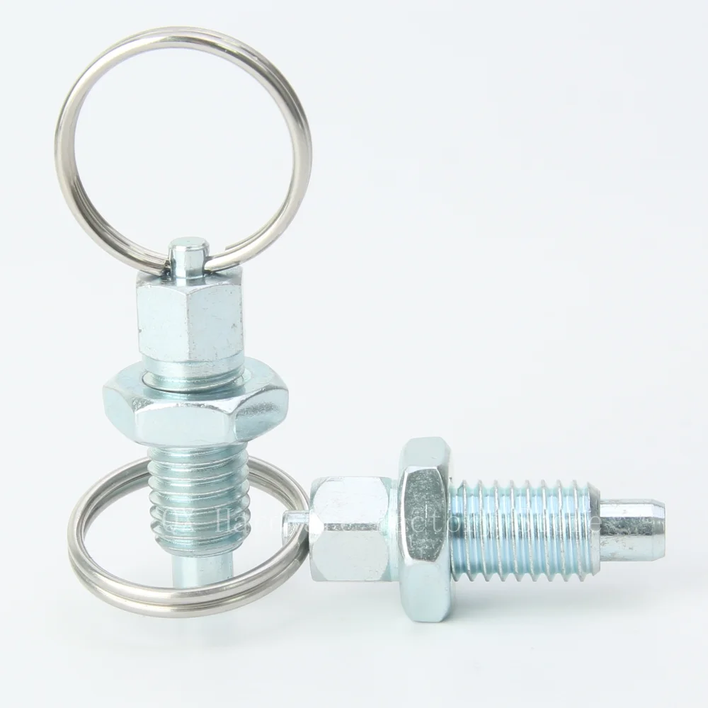QX217 Stainless/Carbon Steel Body Short Pull Ring Hand Retractable Spring Plungers with Locking Nut