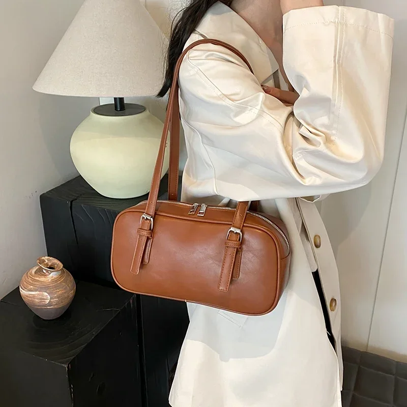 LEFTSIDE Small Pu Leather Shoulder Bags For Women 2024 Winter Y2K Korean Fashion Trend Female Tote Bag Lady Handbags And Purses