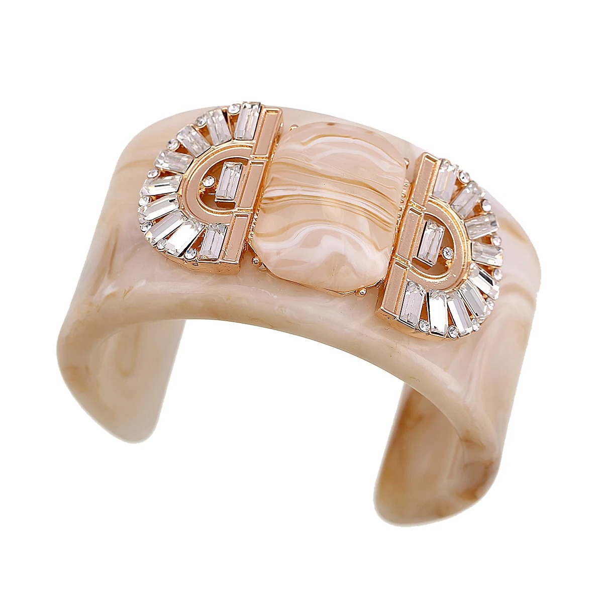 Lady\'s Resin Cuff Bracelets Inlaid Crystals Bohemia Open Wide Statement Bangle Fashion Jewelry for Women Engagement Accessories