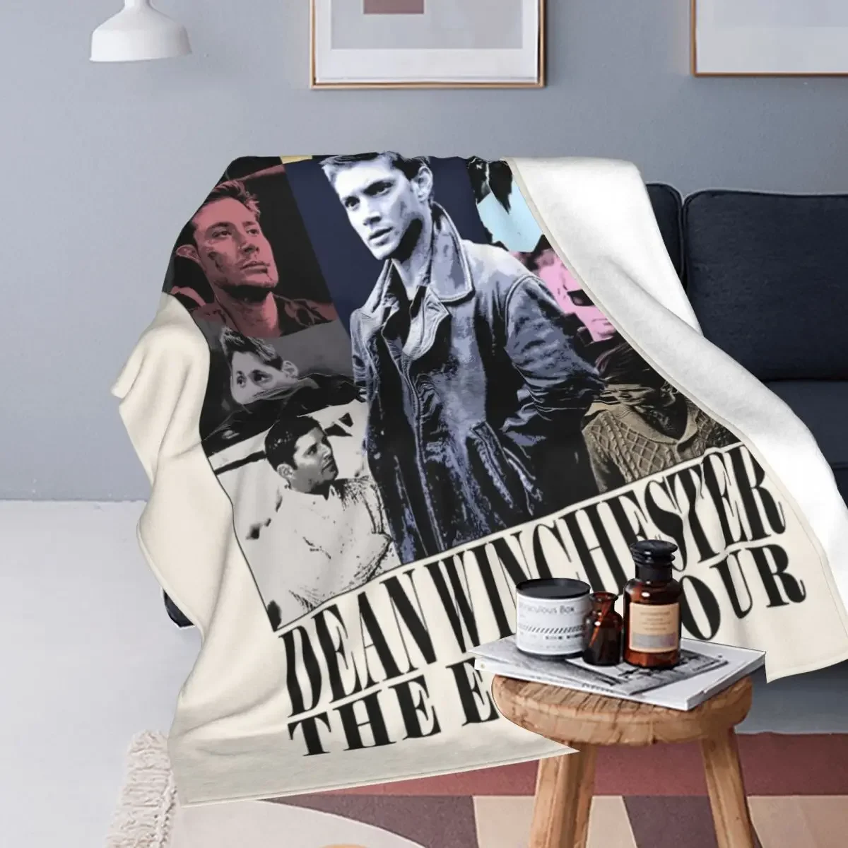 Dean Winchester Supernatural Blanket Flannel Textile Decor Portable Warm Throw Blanket for Home Office Bedspread