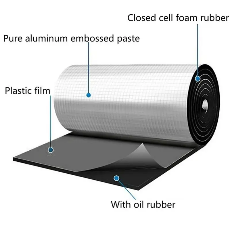 Car Sound Insulation Mat Aluminum Foil Anti-noise Cotton Pads Self-Adhesive Roof Sound Insulation Proofing Deadener Mat