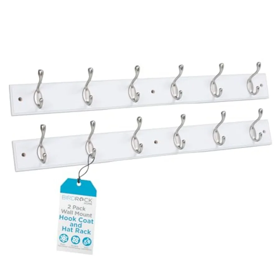 

Овальная настенная вешалка для пальто и шляп с 6 крючками, 2 штуки, белая отделка, крючки из сатинированного никеля
