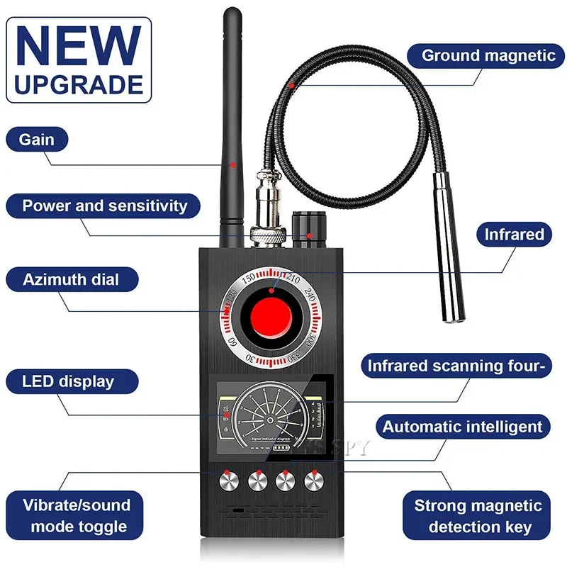 Profissional Anti Spy Camera Detector, Bug Scanner, Proteção de segurança, RF Signal Cam, Escondido Spy Gadgets, Rastreador GPS do carro