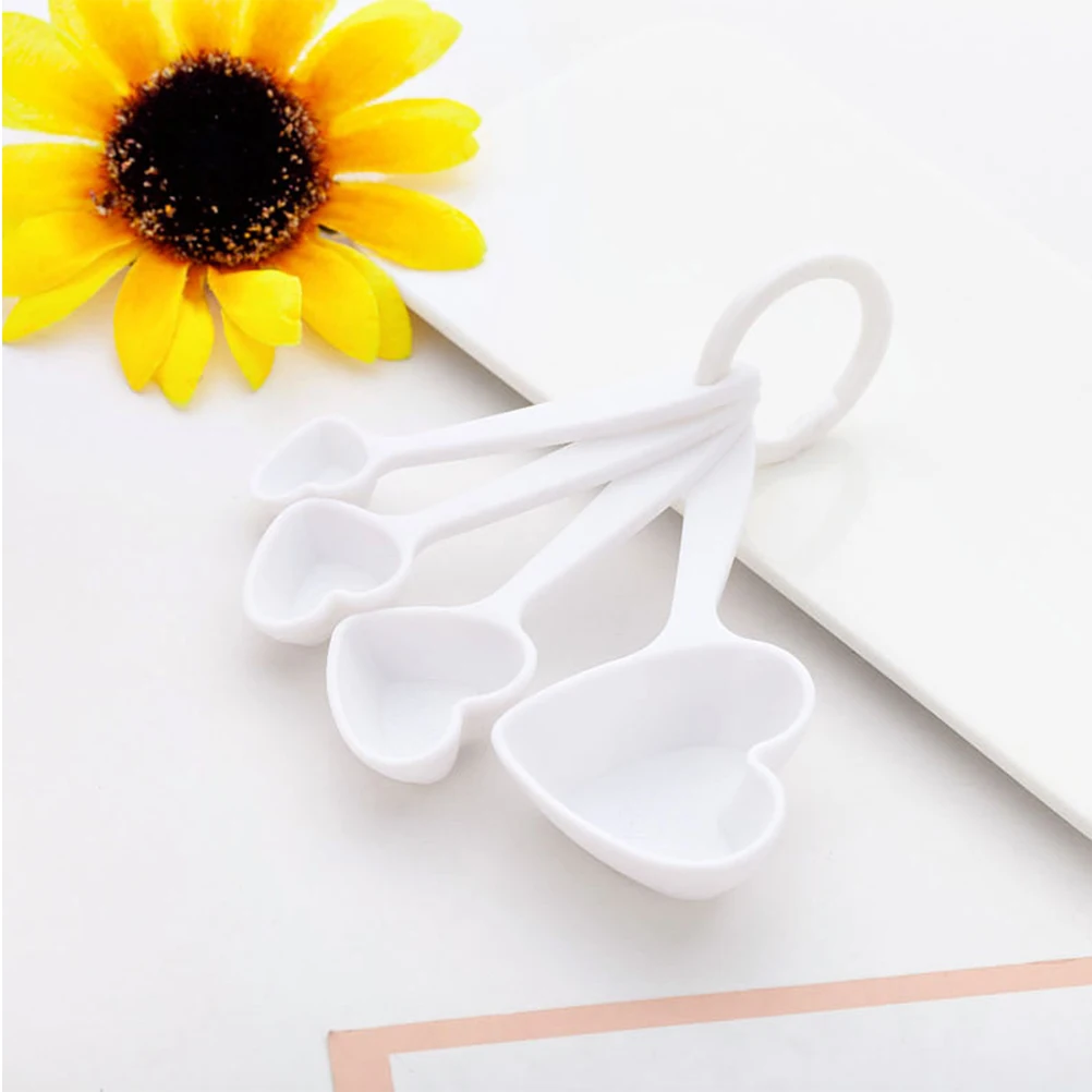 Spoon Kit Heart-shaped Measuring Tableware Bridal Shower Party Favors White Flat Spoons Baby