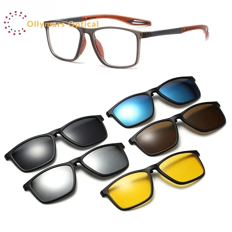 

Новые магнитные поляризационные солнцезащитные очки Ollymurs с клипсами для мужчин, очки для вождения, ночного видения, антибликовые очки для чтения, женские очки по рецепту 3