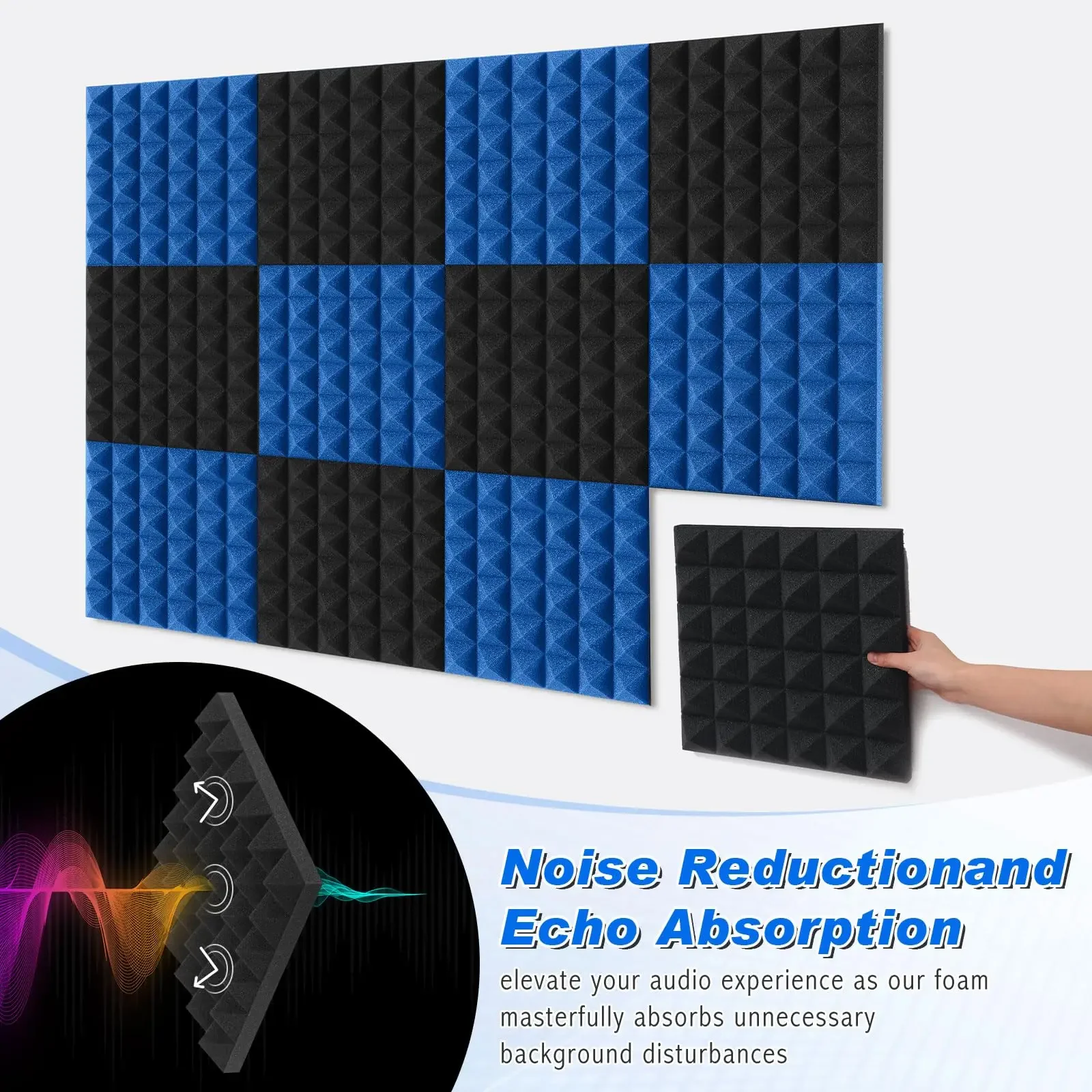 50Pack 250x250x50mm Studio Acoustic Foam Panel Soundproof Wall Noise Protective Foam Sound Absorption Treatment Panel KTV Room