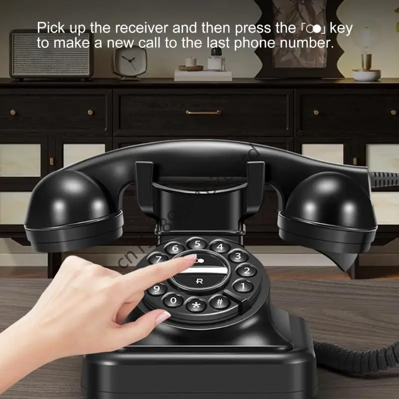 Plugs In Corded Desk Phone Landline Telephone Automatic Redial ABS Construction No Battery Required Metal Bells Sound 634A