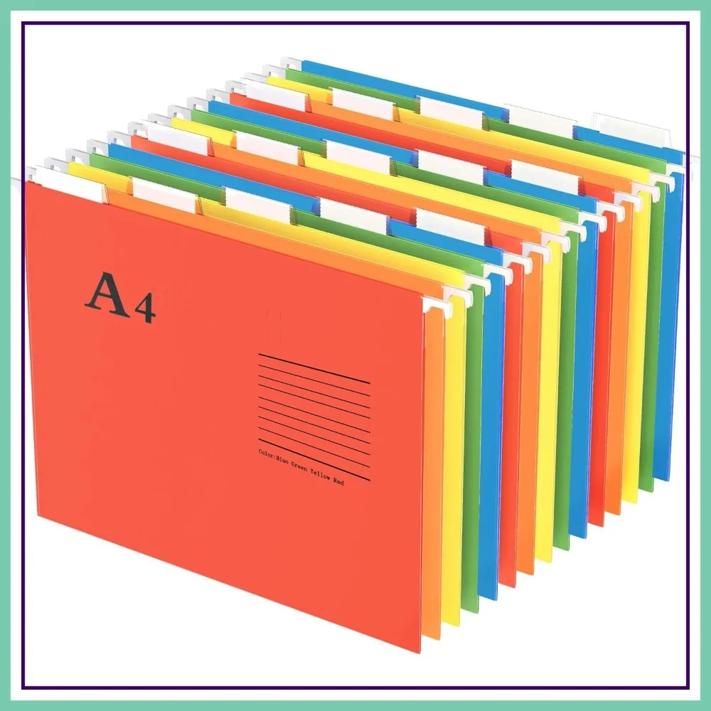 

Hanging File Folders, A4 Size with 5 Elegant Colors, 1/5-Cut Adjustable Tab, 15pcs Per Box