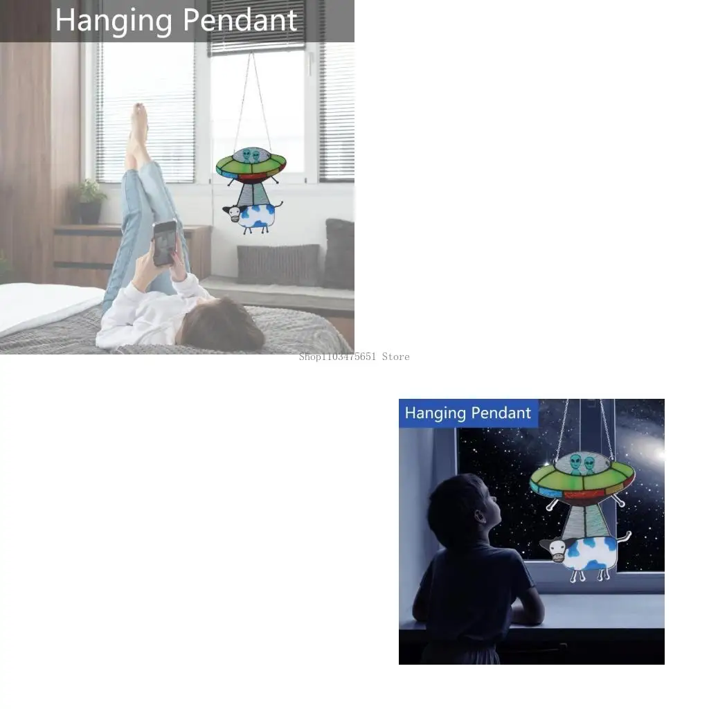 

Painted Pendant Cow Stained Acrylic Window Panel for Creative Door Hangings Gardens Home Decorations Accessories