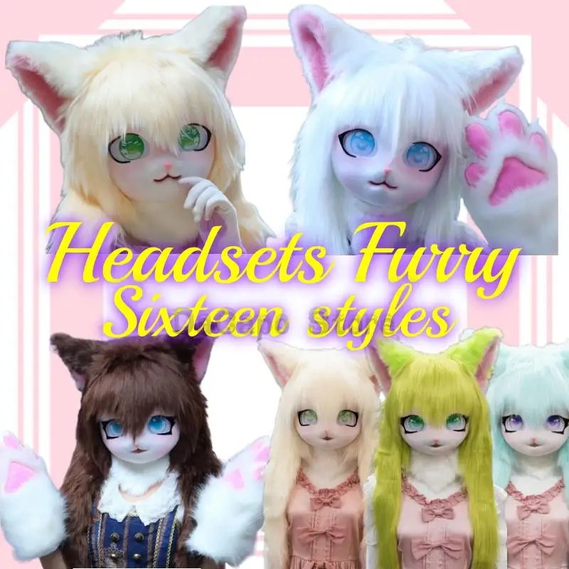 Fursuit Kigurumi Headsets Furry Cosplay Costumes Comiket Furries Rubbit Doll Cat Comiket Furries Doll Kawaii Furry Mask Animal