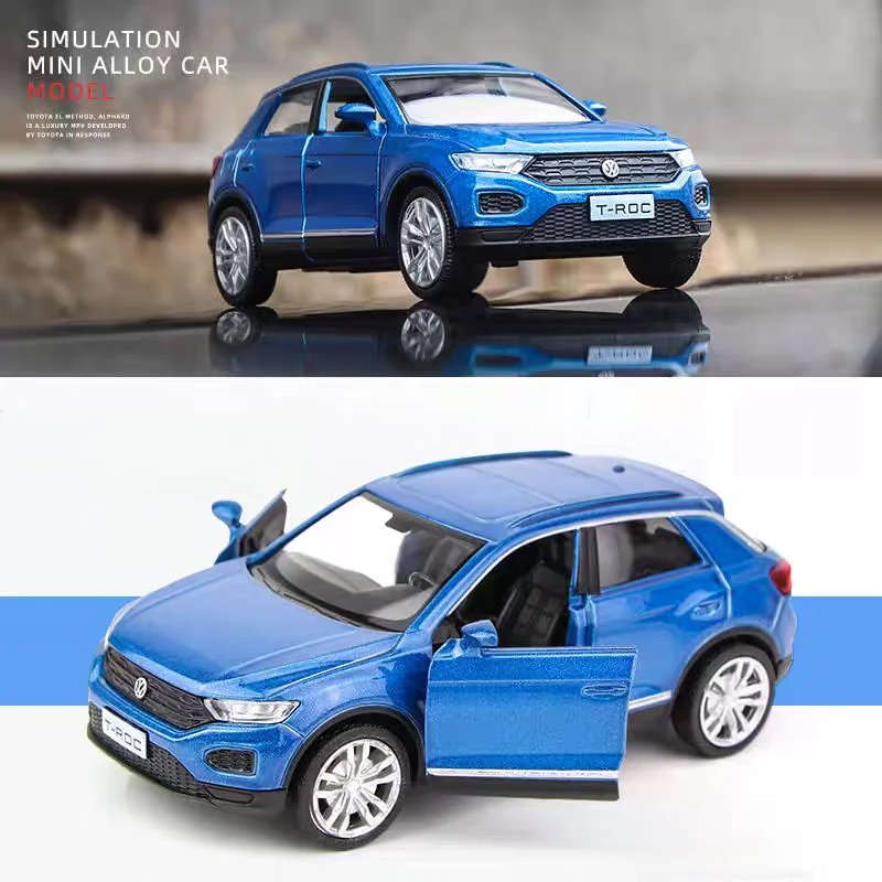 Volkswagen T-ROC SUV Simulation Diecast & Toy Vehicles Pull Back & Doors Open RMZ City 1:36 Alloy Car Model Birthday Gifts