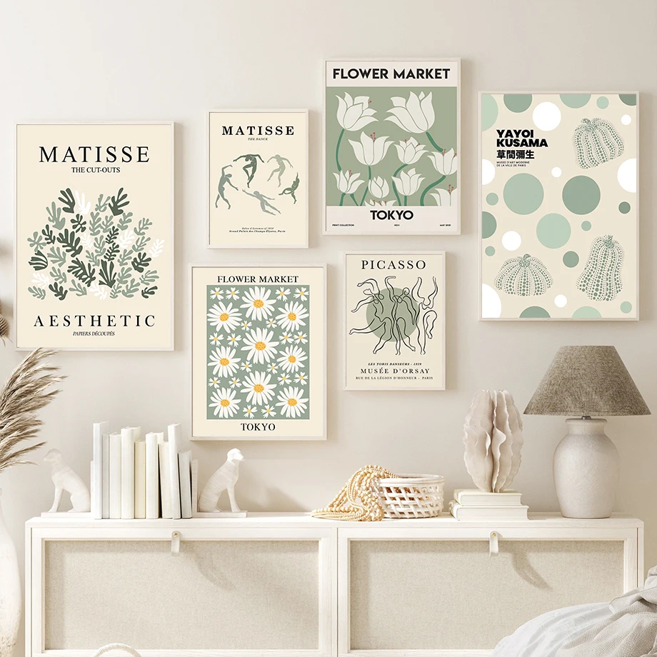 

Matisse Yayoi Kusama Posters Prints Flower Market Wall Art Abstract Canvas Painting Nordic Pictures For Living Room Home Deco