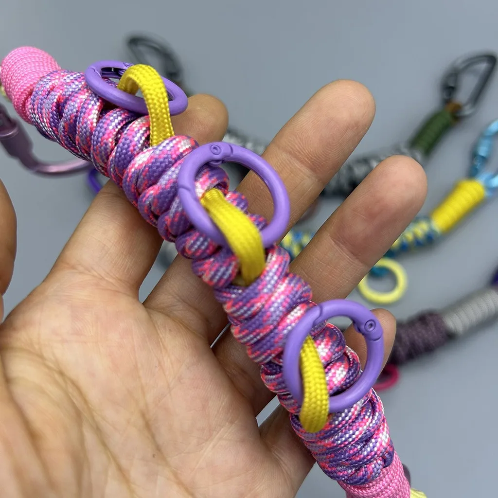 Outdoor Backpack Expansion Decoration Hanging Rope Chain Dopamine Color Arbitrary Hanging Bag Hand Woven Umbrella Rope