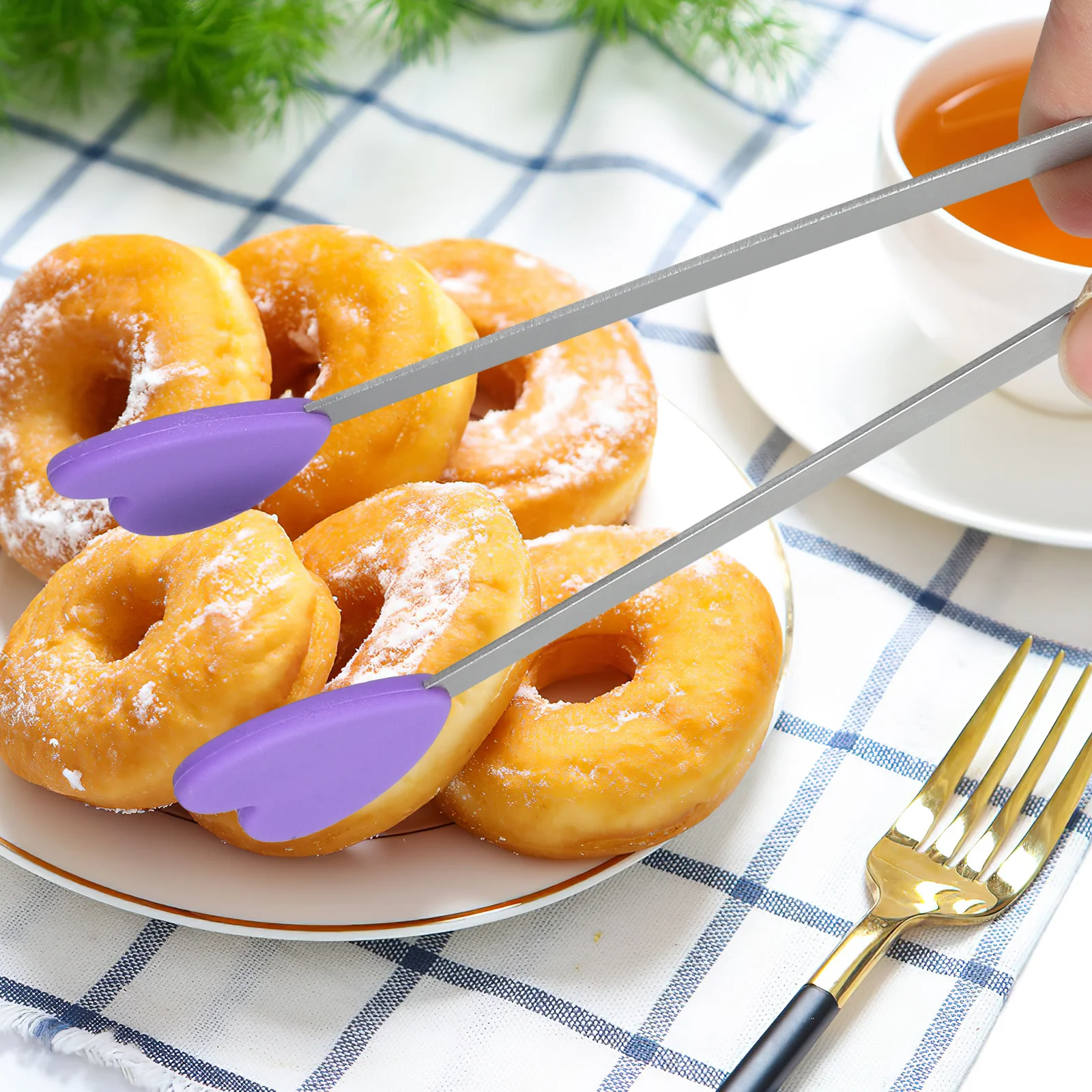 

8pcs Silicone Heart Food Tong Ergonomic Handle For Ice Cube Sugar Serving Tongs Kitchen Bbq Camping Restaurant Use