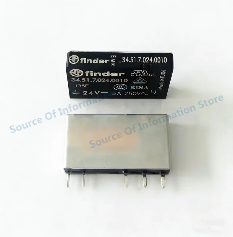 5Pcs Finder 34.51.7.024.0010 Slim Power Relay DC24V 6A 250VAC 5Pin SPDT PCB Mount Industrial Relay