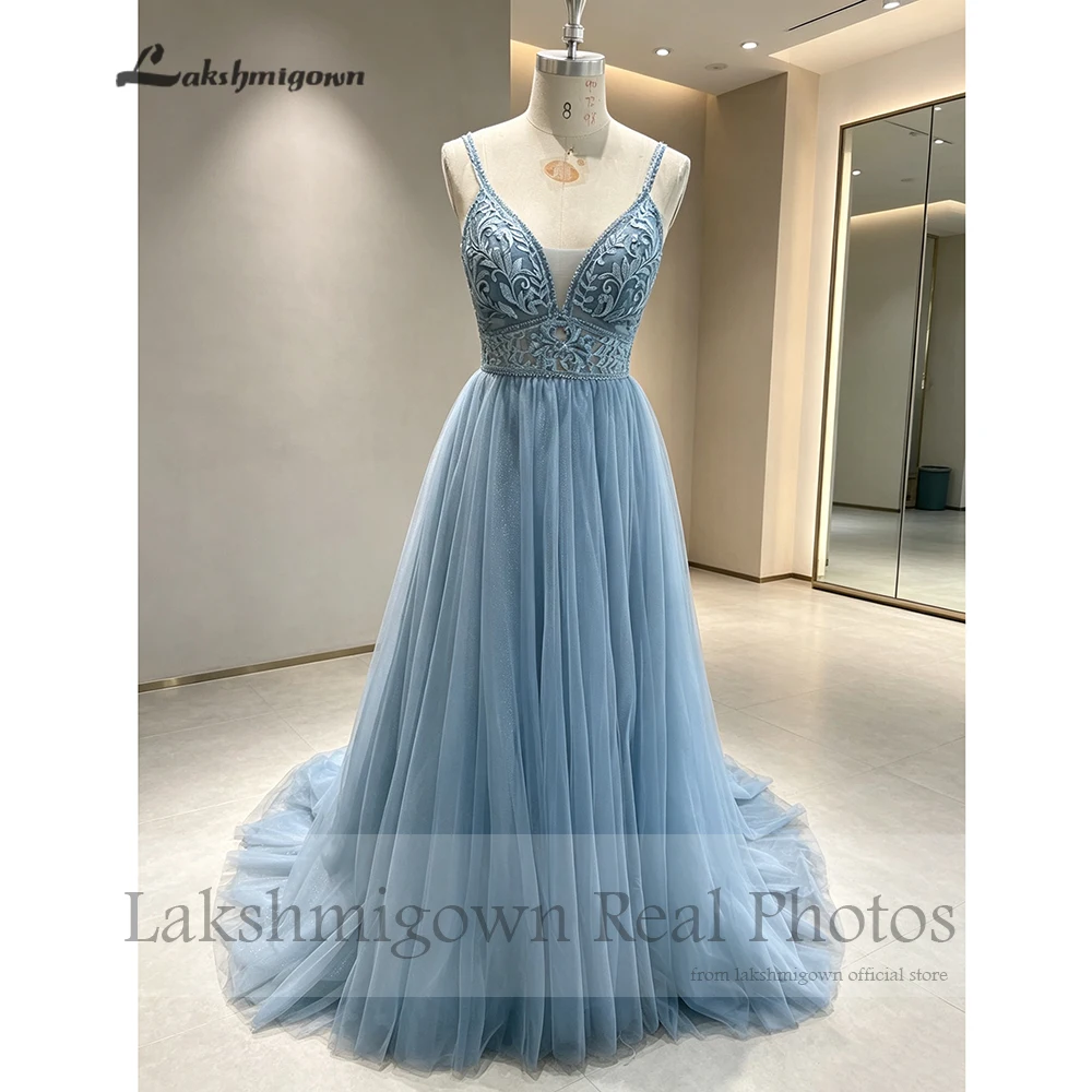Lakshmigown Spaghettiträger Staubblaues Boho-Hochzeitskleid für Frauen Vestido Civil Bridal Maßgeschneiderte Hochzeitskleider Suknie Slubne – Detail 5