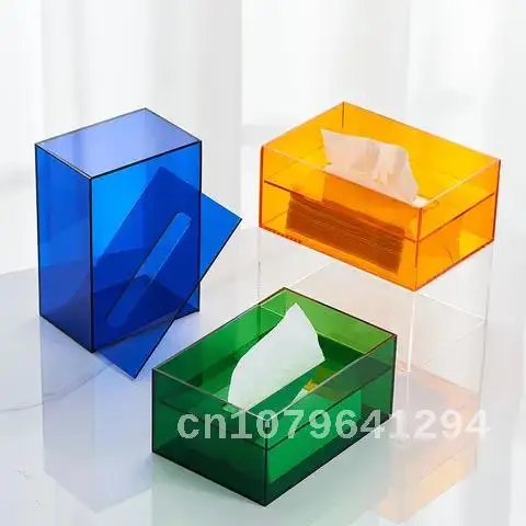 

Creative Acrylic Tissue Storage Coffee Table Modern Light Luxury Living Room Paper Box Office Desktop Home Docer Gift