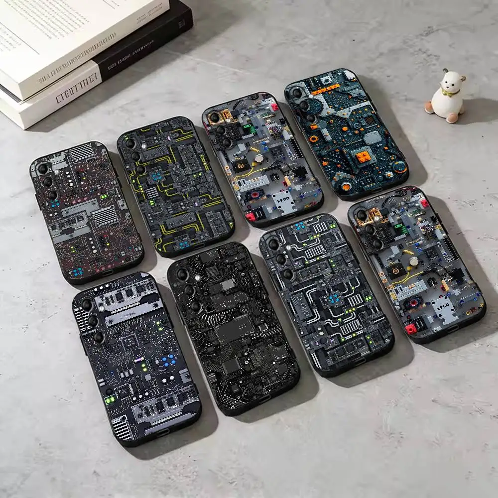 

Circuit Board Pattern Phone Case For Samsung Galaxy A73,A72,A71,A70,A53,A52,A51,Others Soft Black Cover