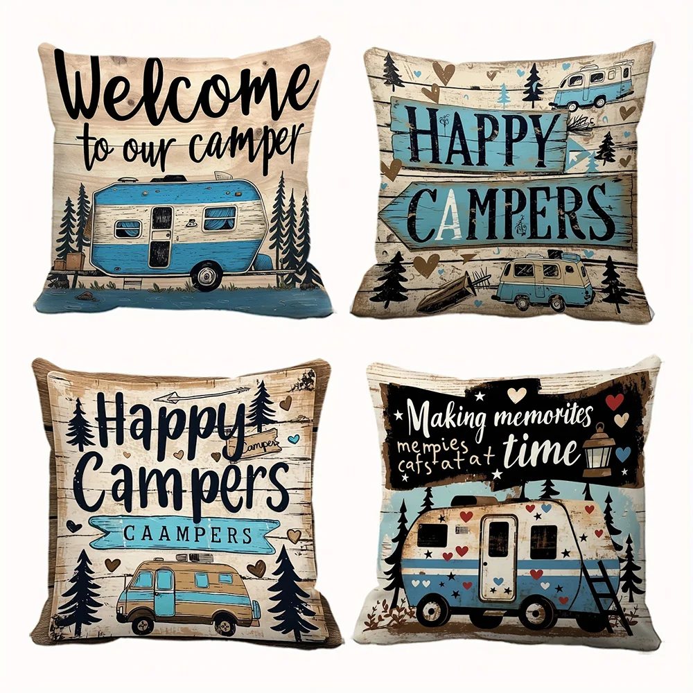 Campers' Paradise: fundas de almohada decorativas únicas con diseños de RV y naturaleza, funda de cojín para sofá, decoración