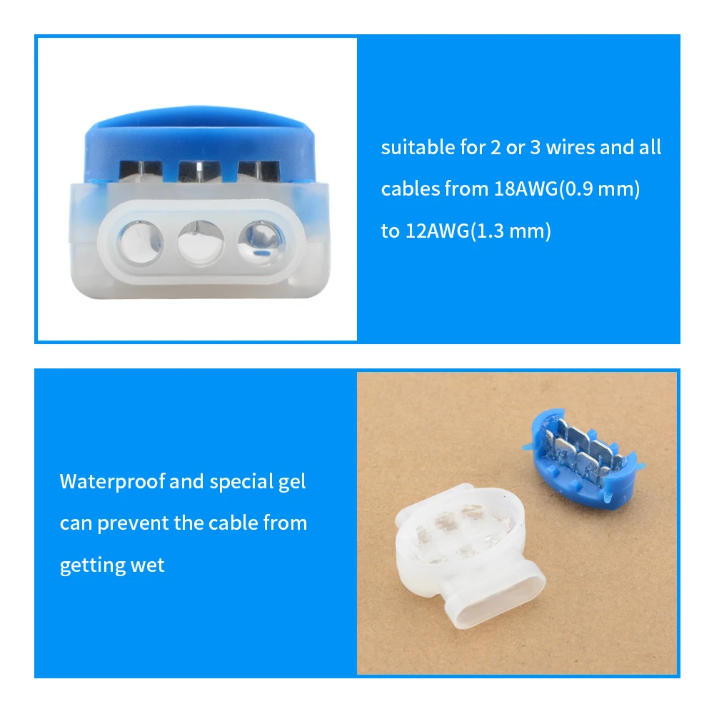 10-100pcs Waterproof Gel Connector Terminal 3 Pin Electrical 314 Wire Connectors Accessories Robotic Lawnmower Cable Connector