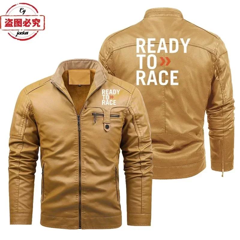 Ready To Race Logo Printed Off-road Endurance Race Leather Jacket PU Leather Jacket Men's Jacket Cycling Suit Team Work Uniform