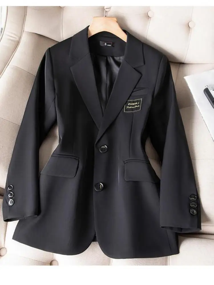 

Spring Autumn Women Black Brown Elegant Holiday Big Size Blazer Coat Vintage Green Long Sleeve Single Breasted Tops Fashion Chic