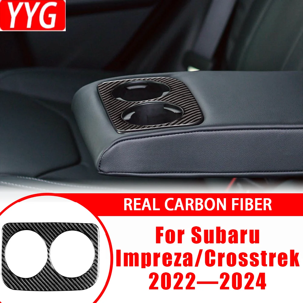 

Car Accessories Carbon Fiber Rear Cup Holder Decorative Panel Inrerior Cover Trim Modification Sticker For Subaru WRX 2015—2021
